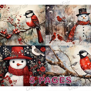 Christmas Postcard Ephemera Junk Journal Watercolor Clipart Vintage Commercial License Printable Instant Download Victorian Poinsettia A1019