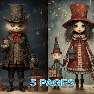 Vintage Christmas Ephemera Junk Journal Victorian Postcard Watercolor Clipart JPG Elements Commercial License Printable Instant Download A13
