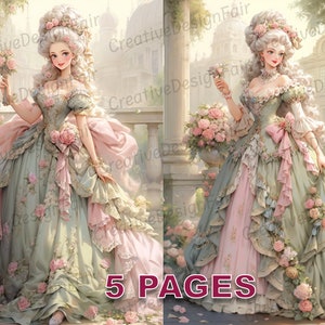 Madame de Pompadour Postcard Ephemera Junk Journal Vintage Watercolor Commercial License Printable Instant Download Rococo Princess A761