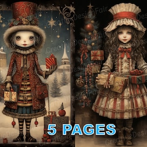 Vintage Christmas Ephemera Junk Journal Victorian Postcard Watercolor Clipart JPG Elements Commercial License Printable Instant Download A02
