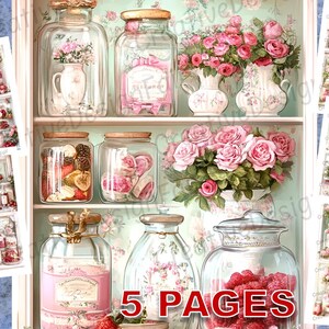 Shabby Chic Jam Country Charm Cartão postal vitoriano Ephemera Junk Journal Design de aquarela Licença comercial para impressão Download instantâneo B334