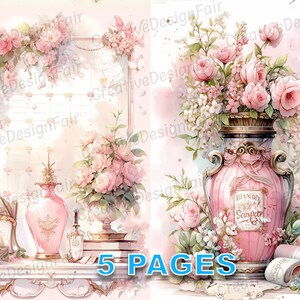 Rosa Ephemera Junk Journal Elementi dell'acquerello vittoriano Licenza commerciale Stampabile Download istantaneo Fiori Cartolina Cartolina Vintage Art A69