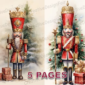 Quebra-nozes de Natal Cartão Vintage Ephemera Junk Journal Cartão Postal Vitoriano Aquarela Licença Comercial Imprimível Download Instantâneo A765