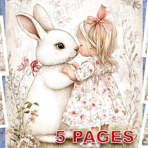 Cartão postal fofo de menina vitoriana country charmoso chique gasto diário de lixo aquarela design licença comercial para impressão download instantâneo B269