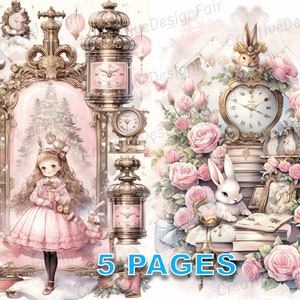 Alice im Wunderland Postkarte Ephemera Junk Journal viktorianischen Aquarell Clipart Elemente kommerzielle Lizenz druckbare digitaler Download A19