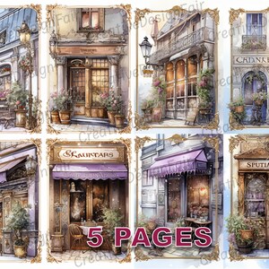 Tag francesi di Parigi Ephemera Junk Journal Elementi della carta dell'acquerello vittoriano Licenza commerciale Download digitale stampabile Viaggio Francia A590