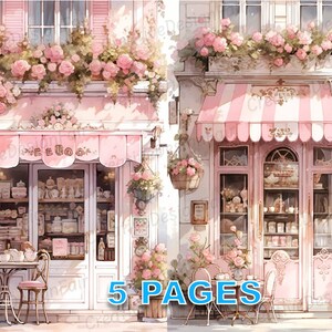 Pink Bakery Postal Ephemera Junk Journal Victorian Acuarela Tarjeta Elementos Licencia Comercial Imprimible Descarga Instantánea Pastel Postre A31