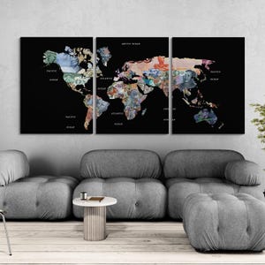 Geld Karte 3er-Set, Geld Poster, Geld Wandkunst, Weltkarte Kunst, Weltkarte Kunst Leinwand, Weltkarte Malerei, Karte der Welt Kunst, moderne Kunst
