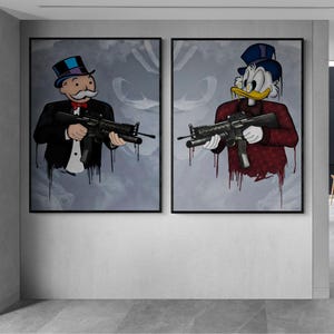 Scrooge McDuck and Mr Monopoly 2er Set, Monopoly Kunst, Alec Monopoly Art, Hypebeast Wandkunst, Hypebeast Poster, Streetwear Poster, Streetwear Kunst