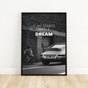 All starts with a dream art,Inspiring quote posters,entrepreneur wall art,motivation digital art, inspirational digital art,digital art