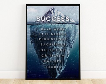 Success Iceberg art,Inspiring quote posters,entrepreneur wall art,motivation digital art, inspirational digital art,digital art, success art