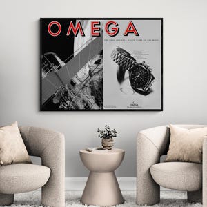 Omega poster, Speedmaster wall art, vintage ads, vintage advertising poster, luxury watch poster, luxury watch wall art, watch owner gift