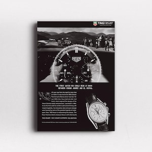 Póster de Tag Heuer, arte mural de Tag Heuer, anuncios vintage, póster publicitario vintage, póster de relojes de lujo, arte mural de relojes de lujo, regalo para propietarios de relojes
