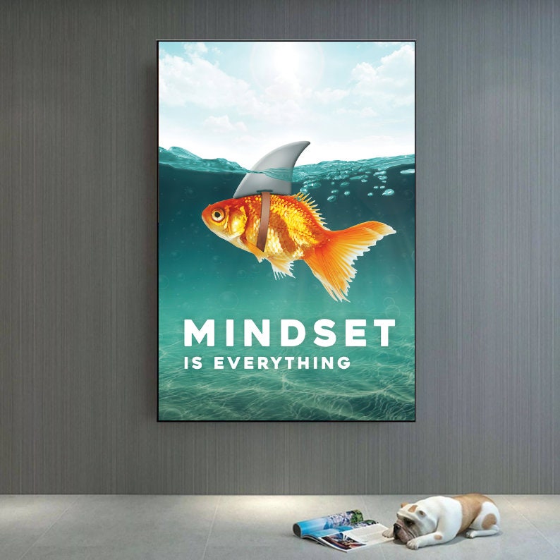 Mindset Fish Fish Mindset Art,inspiring Quote Posters,entrepreneur Wall Art ...
