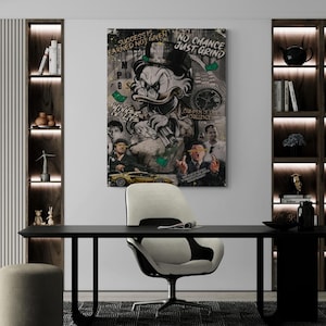 Motivationsplakat, Geldwandkunst, Scrooge Mcduck Wandkunst, Alec Monopoly Plakat, Motivationsplakat fürs Büro