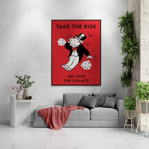 Monopoly Mann Kunst, Monopoly Kunst, Monopol Wanddekor, Monopoly Kunst Leinwand, Motivationsplakat, inspirierende Wandkunst, motivierende Kunst