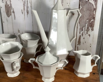 Vintage 11 piece tea set, ironstone tea set, ironstone tea cups, ironstone tea pot
