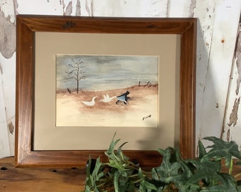 Vintage signed water color painting