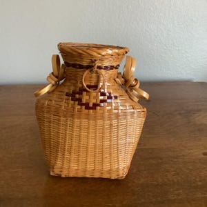 vintage wicker and ceramic vase, home accents, flower vase