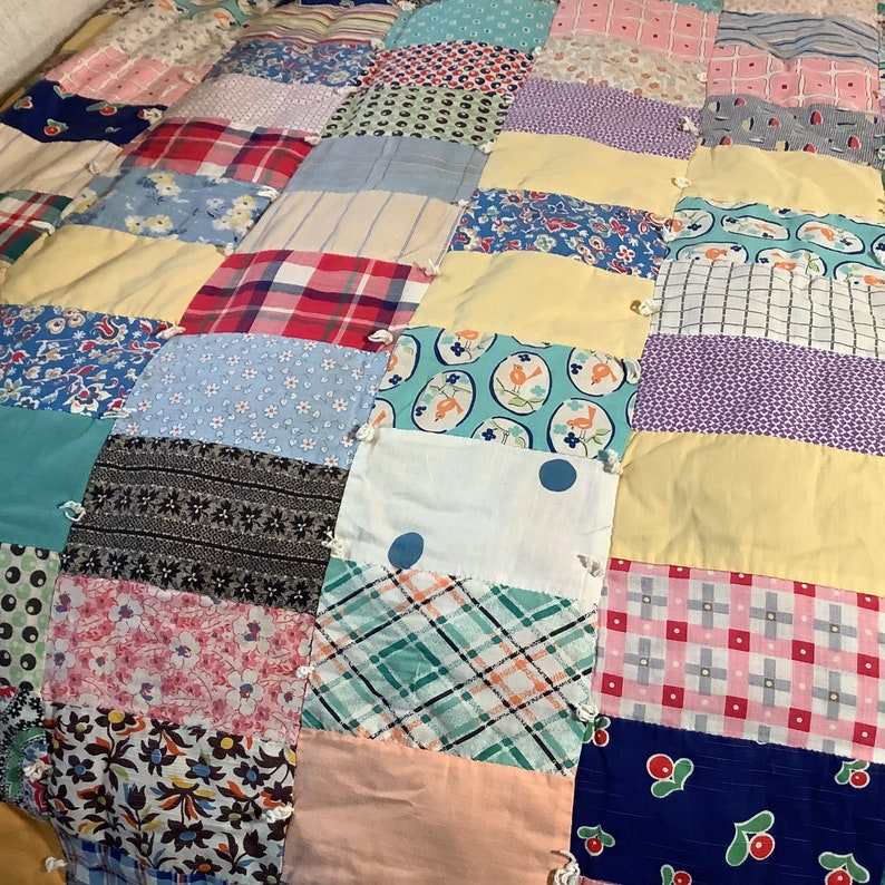 Antique Hand Stitched Hand Tied Patchwork Quilt, Etsy