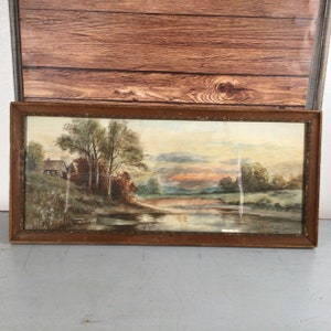 Antique signed Watercolor painting, wall hanging