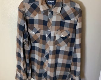 Vintage Wrangler Flannel Shirt, Mens clothing, shirt