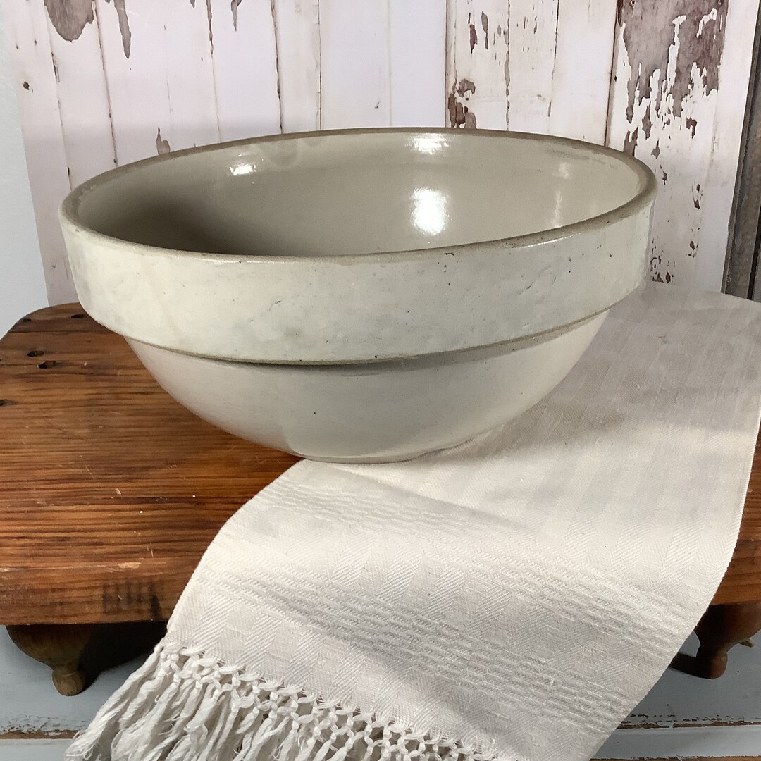 Primitive Large Stoneware Bread Bowl Crock Bread Bowl Large Etsy