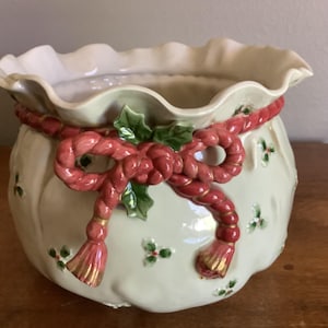 vintage Fitz and Floyd Christmas Punch Bowl, decorative Bowl, Christmas decor