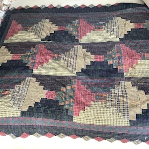 vintage log cabin quilt, wall hanging, blankets and throws, quilts