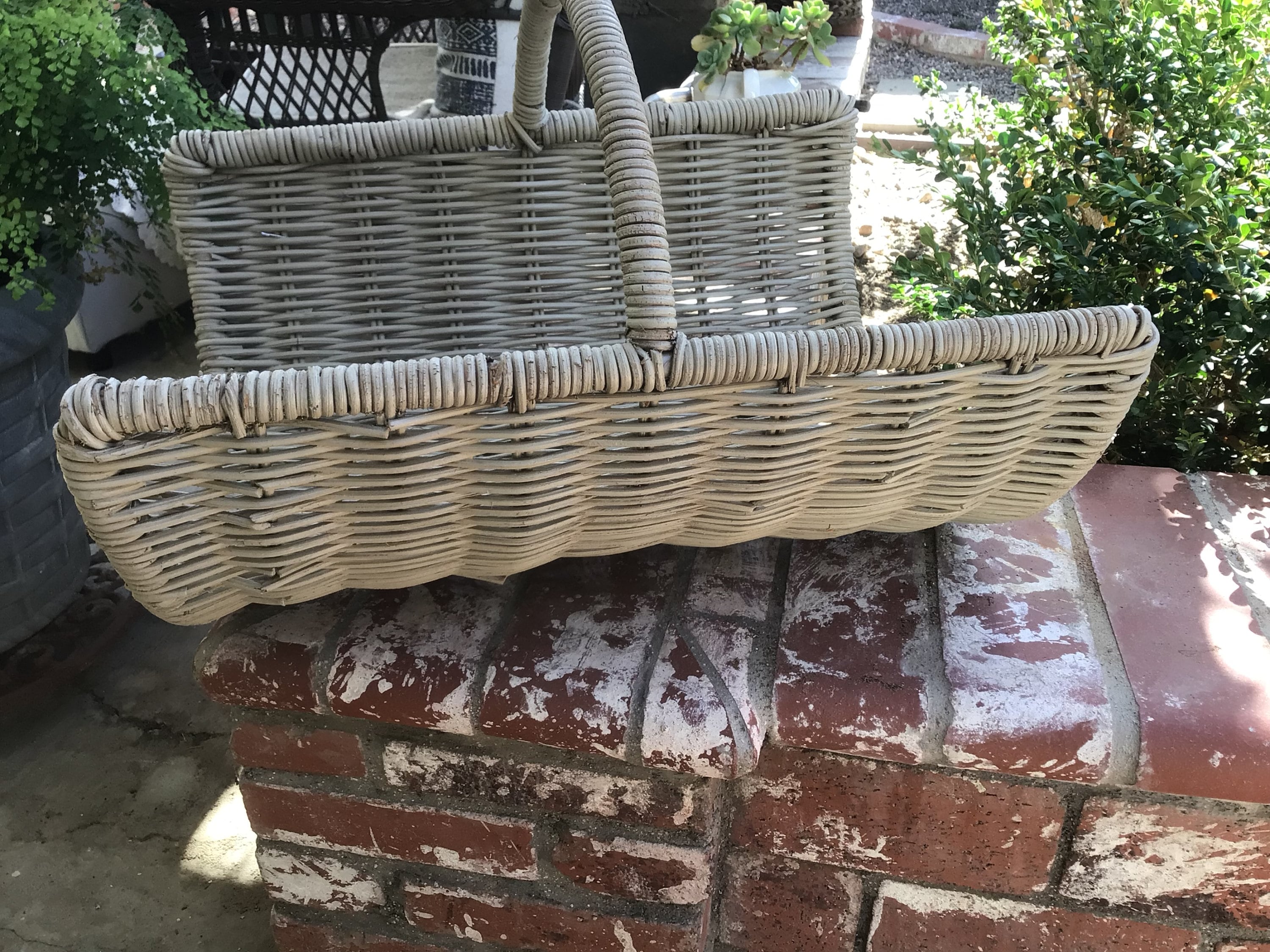 Oval Grey & Buff Rattan Wicker Storage Basket - The Basket Company
