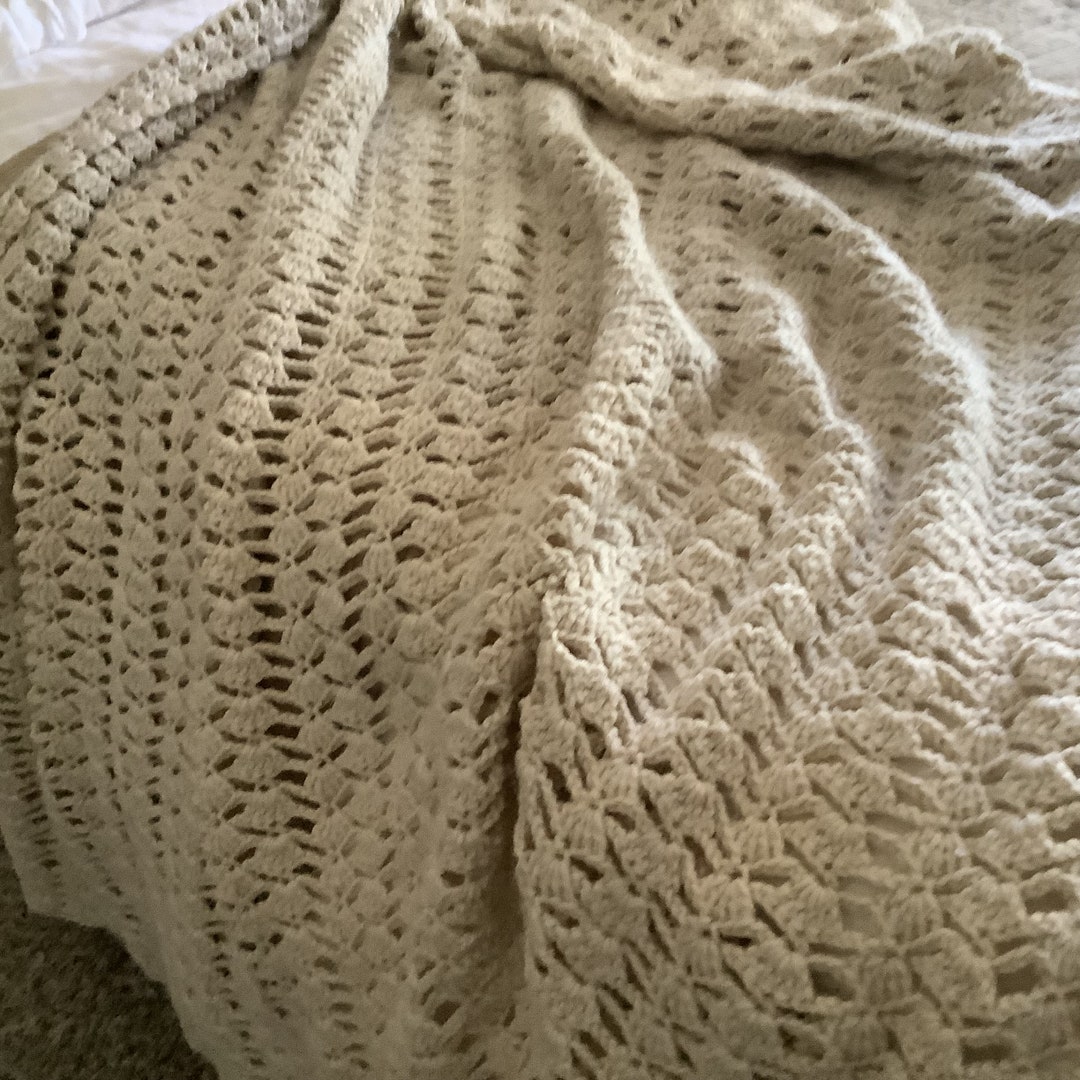 Vintage Handmade Crochet Afghan, Hand Crochet Throw, Blankets and