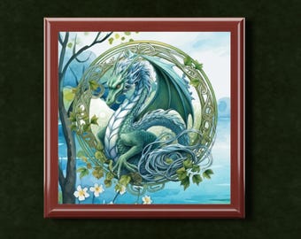 Pudełko na biżuterię „River Dragon Guardian”; Fantastyczna szkatułka na drobiazgi, pogański dodatek do ołtarza, mistyczny prezent