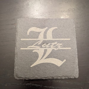 Monogrammed Slate Coasters (Set of 4) | Engraved | Custom Wedding Gift | Housewarming Gift