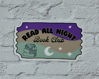 Pegatina del club de lectura "Leer toda la noche", vinilo literario