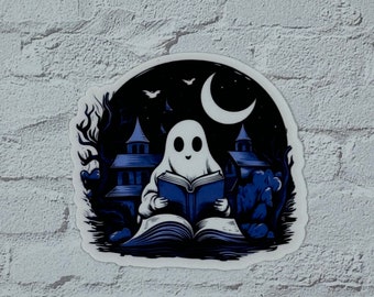 Sticker, Kindle Sticker, Ghost Book Sticker, Bookish Sticker, Gift for Reader, Reading Ghost Sticker Halloween Sticker