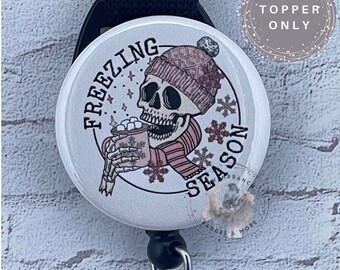 Topper de carrete de insignia de esqueleto de temporada de congelación