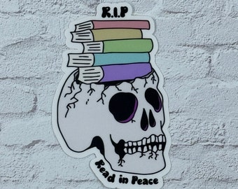 Sticker, Skeleton Sticker, Read In Peace Sticker, Bookish Sticker, Gift for Reader, Kindle Sticker, Phone Sticker, Laptop Sticker,