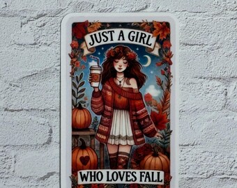Pegatina, pegatina para Kindle, pegatina de "Just a Girl Who Loves Fall", pegatina para teléfono, pegatina para portátil, pegatina de otoño, otoño, pegatina de calabaza y especias