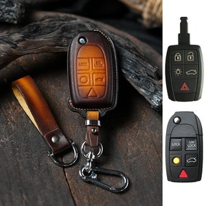 Étui porte-clés en cuir pour XC90, V70, XC70, S60, S802004-2015), XC60, V40, V50, S40, S90 - Support de télécommande intelligent personnalisé, porte-clés