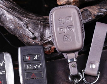 Leather Key Fob Case for Rover 2012-2025: Discovery, Rover Sport, evoque Compatible Holder with Strap Handcrafted Accessories for Defendes