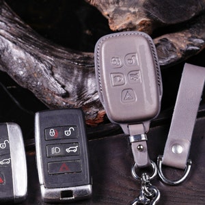 Leather Key Fob Case for Rover 2012-2025: Discovery, Rover Sport, evoque Compatible Holder with Strap Handcrafted Accessories for Defendes