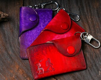 Leather Keychain Card Wallet Minimalist Keychain Card Holder Personalized Leather Keychain Wallet Card Holder Keychain Ideal Gift for Her
