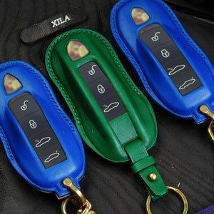Porsche Macan EV Key Fob Cover Leather 911 718 Panamera Cayenne Macan Taycan Leather Holder for Model Keychain Remote Case  Remote Holder