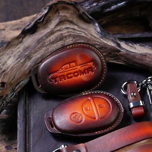 Custom Leather Remote Covers for Sienna Fortuner Sequoia Tundra Tacoma 4Runner Highlander Solara Key Fob Cases & Shell Covers Gift Birthday
