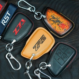 All Chevrolet 2006–2025 Key Cover Handmade Leather for Silverado, Colorado, Tahoe, Blazer EV, Suburban | ZR2 Z71 RST Trail Boss High Country