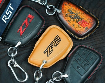 All Chevrolet 2006–2025 Key Cover Handmade Leather for Silverado, Colorado, Tahoe, Blazer EV, Suburban | ZR2 Z71 RST Trail Boss High Country