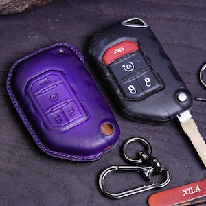 Wrangler Gladiator Key Fob 2019 2020 2023  JL Jlu  Cover for Rubicon Sahara, Grand Cherokee Renegade Leather Case, Christmas Wrangler Gift