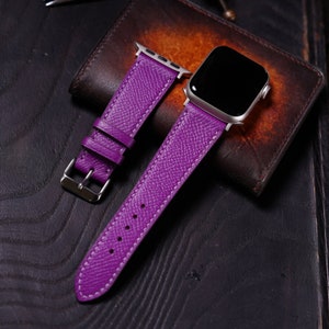 French Epsom Leather Watch Band Purple Premium Straps in Sizes 16mm 18mm 19mm 20mm 21mm 22mm 23mm 24mm 26mm Elegant Accessory for Timepieces