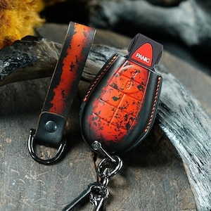 Leather Key Fob Covers Dogde Grand Caravan Dart Chrryslerr Town Country, Peep Cherokee Zam 1500, Challenger, Charger Perfect Gift for Men