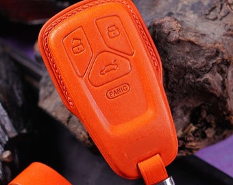 Custom Leder Schlüsselanhänger Cover für Auudii Modelle: A1-A7, Q2-Q7, R8, S3-S8, RS3-RS6, SQ5, inklusive Schlüsselanhänger Halter Geschenk für Sie oder Ihn